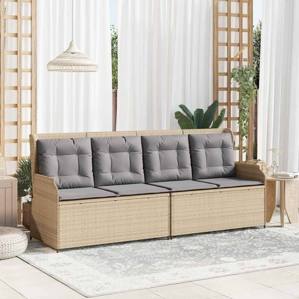 Canapé Détente Jardin Résine Tressée Beige Assise Grise – ComfortXL Outdoor Living - Image 3
