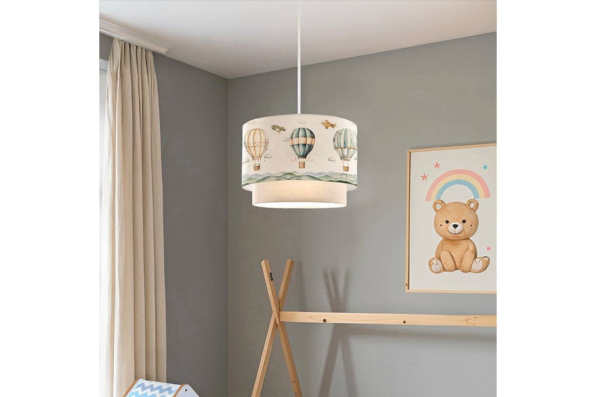 Importdistrib - Suspension luminaire plafonnier enfant abat jour beige 30x20 cm - Image 2