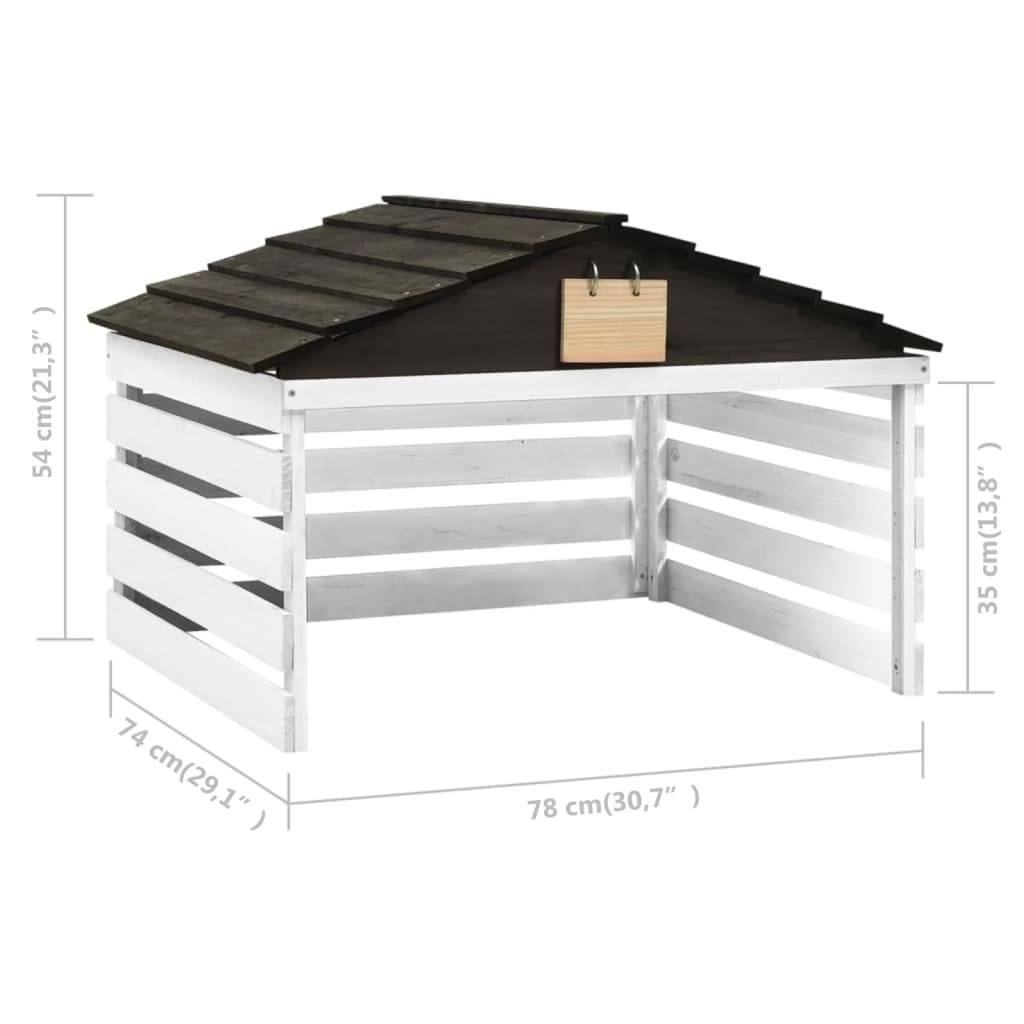 Vidaxl - Garage de tondeuse à gazon Noir et blanc 78x74x54 cm Sapin vidaXL 315300 - Image 3