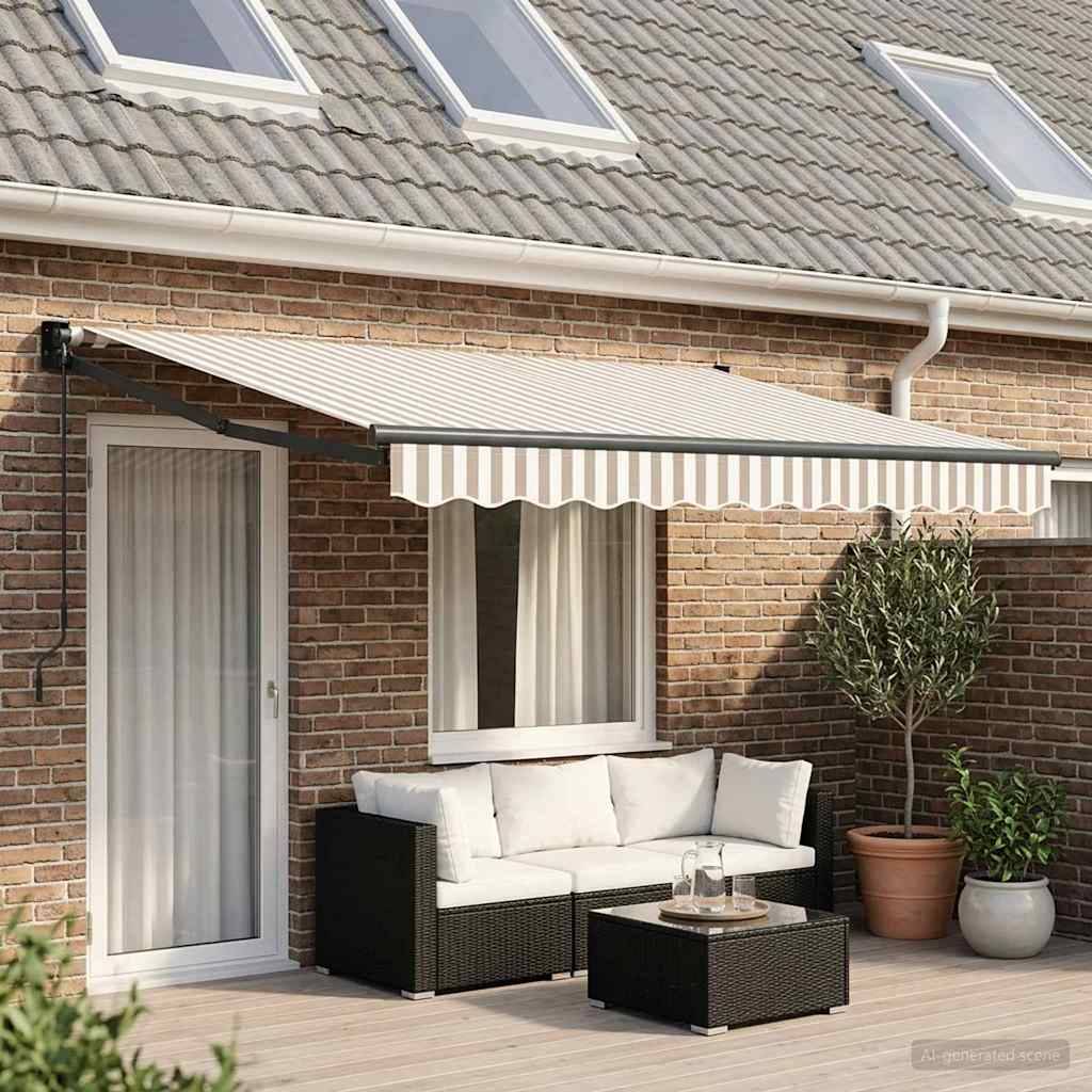 PANGIVO - Auvent rétractable aluminium et polyester gris clair et blanc 450 x 300 cm, 22.72kg - PANGIVO - Image 1