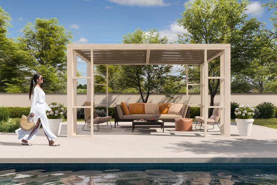 Decor et Jardin - PERGOLA AMBRE - POTEAUX 9x9 - VOILE D'OMBRAGE FIXE - Image 2
