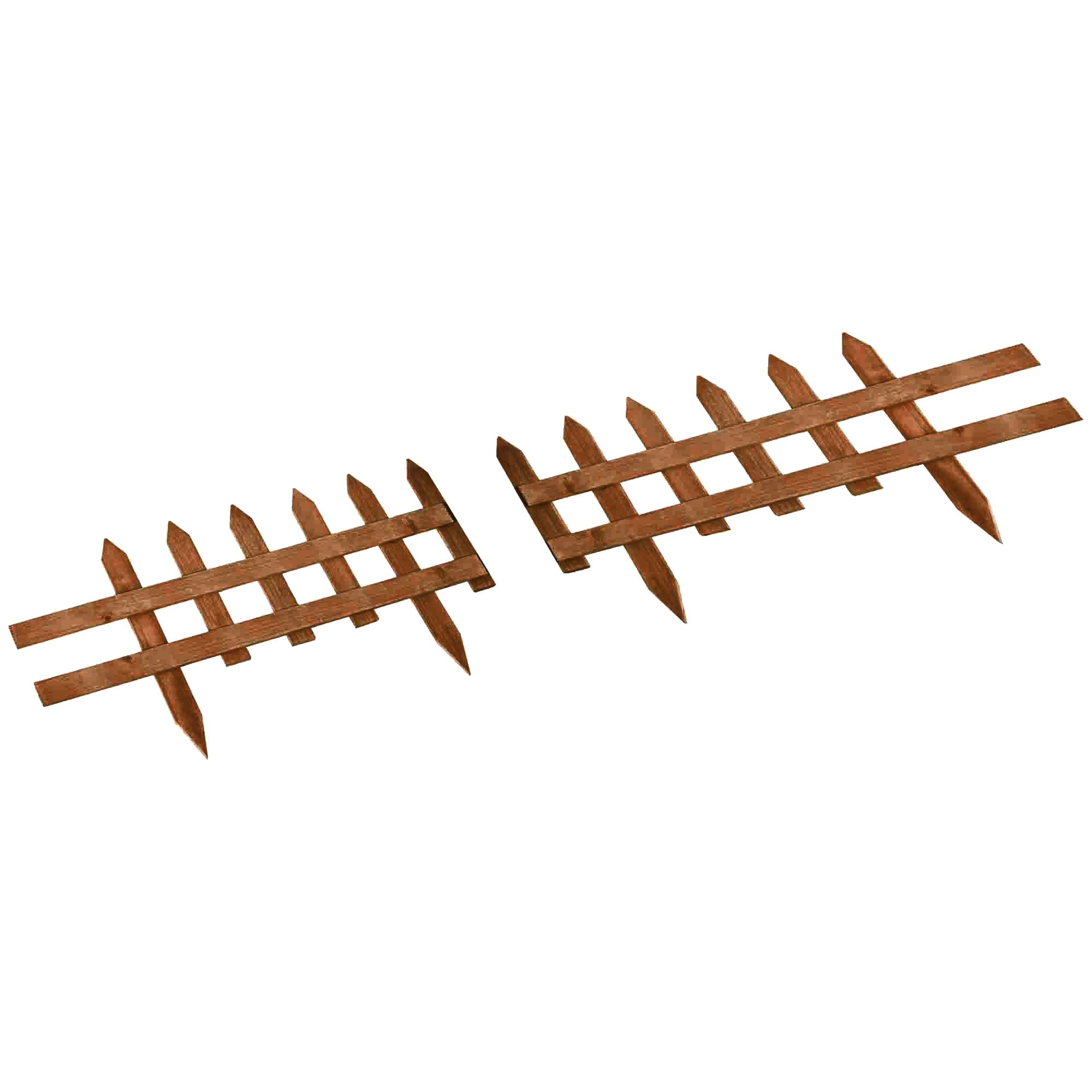 Outsunny - Bordures à planter 12 pcs - bordures de pelouse - barrières de jardin en bois de sapin pré-huilé - bordure dim. 60L x 34H cm - Outsunny - Image 1