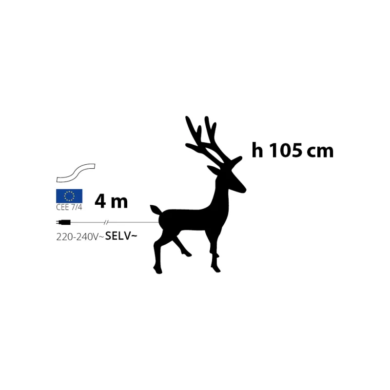 Lotti - Renne 3D Lumineux H105cm 200 Dual LED Blanc Chaud & Froid Fixe Décoration Noël Lotti - Image 3