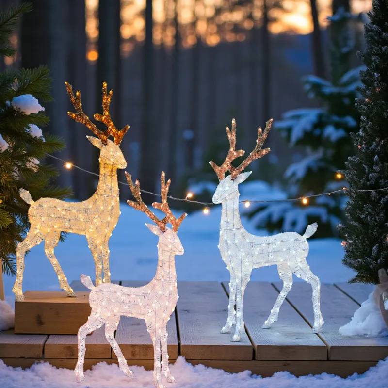 Lotti - Renne 3D Lumineux H105cm 200 Dual LED Blanc Chaud & Froid Fixe Décoration Noël Lotti - Image 2