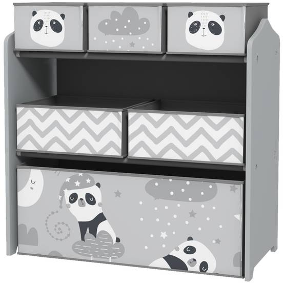 Rangement pour jouets d'enfants, étagère à jouets avec 6 bacs amovibles en tissu non tissé, 63 x 30 x 66 cm, gris - Image 2