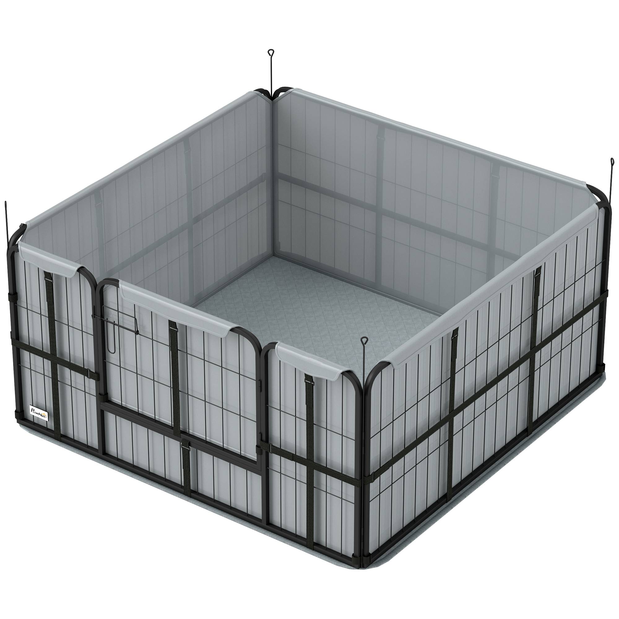 Parc de mise bas pour chien caisse de mise bas pour chiens avec porte tapis de propreté lavable 122 x 122 x 60 cm noir - Image 2