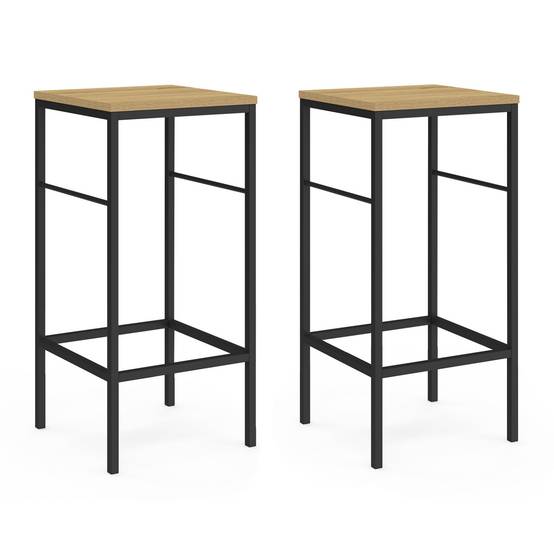 Lot de 2 tabourets de bar DETROIT design industriel - Image 2