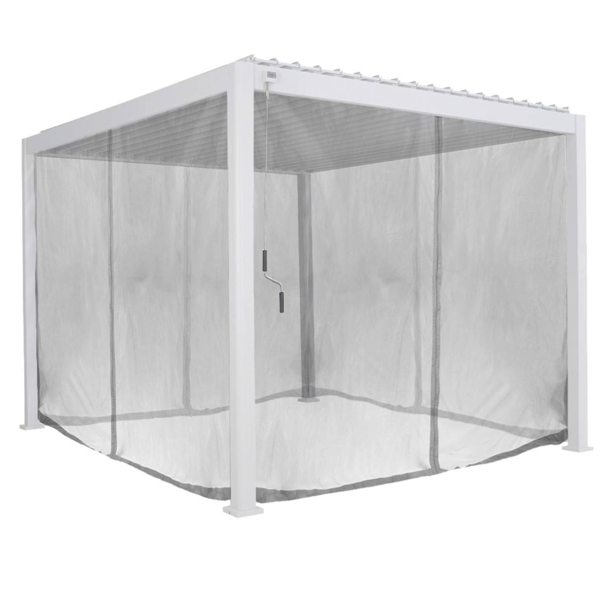 Hesperide - Kit de rideaux, moustiquaires et rails pour pergola bioclimatique "Evora" 3,6 x 3,6m Gris clair Hespéride - Image 3
