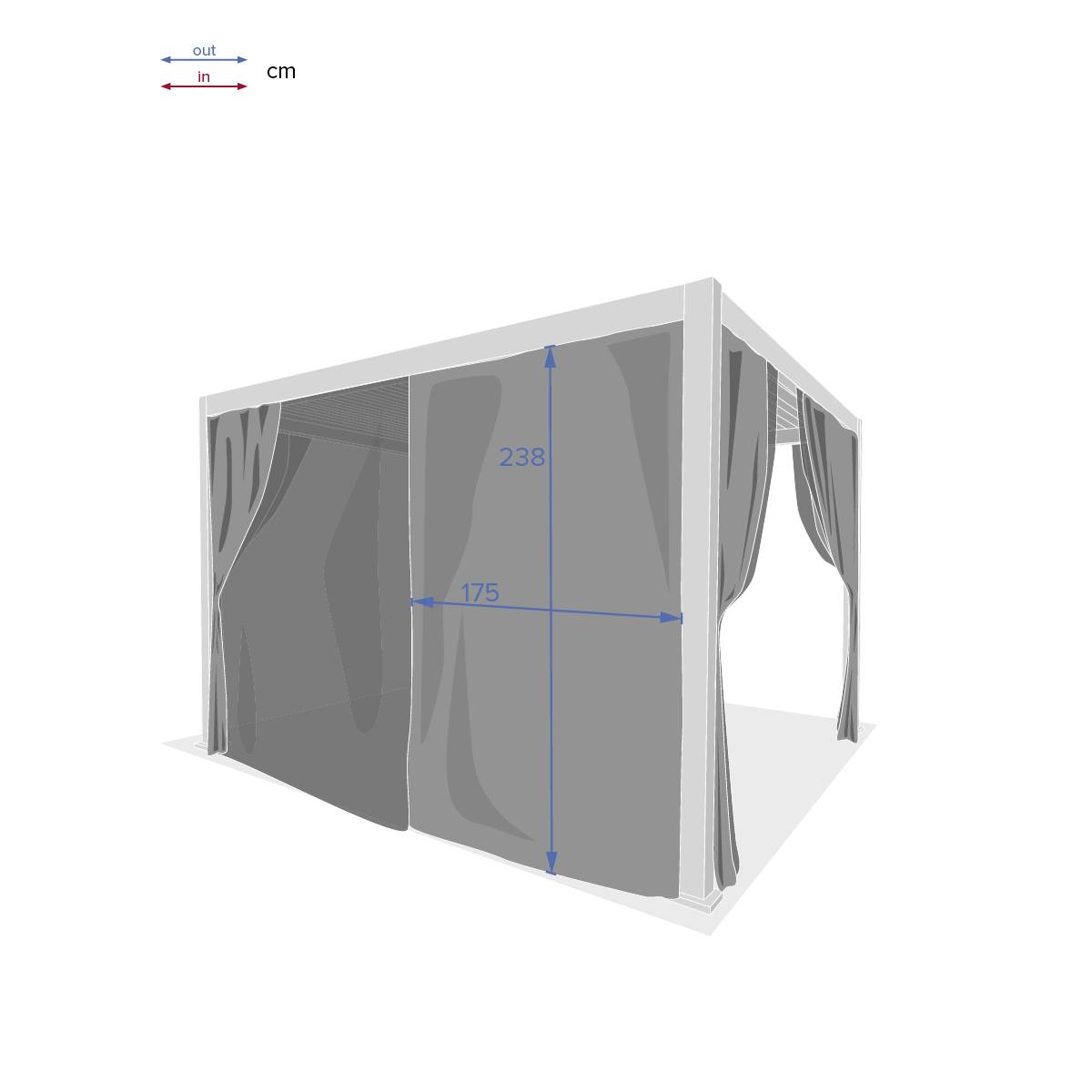 Hesperide - Kit de rideaux, moustiquaires et rails pour pergola bioclimatique "Evora" 3,6 x 3,6m Gris clair Hespéride - Image 6