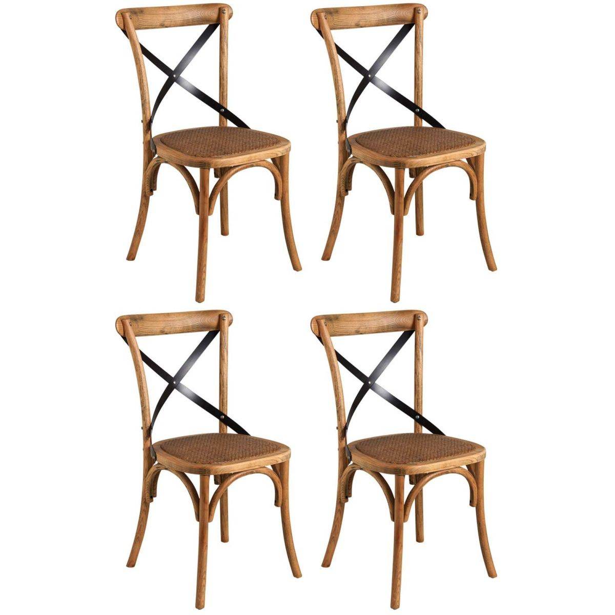 Aubry Gaspard - Chaise bistrot en hêtre vieilli Lot de 4 - Image 1