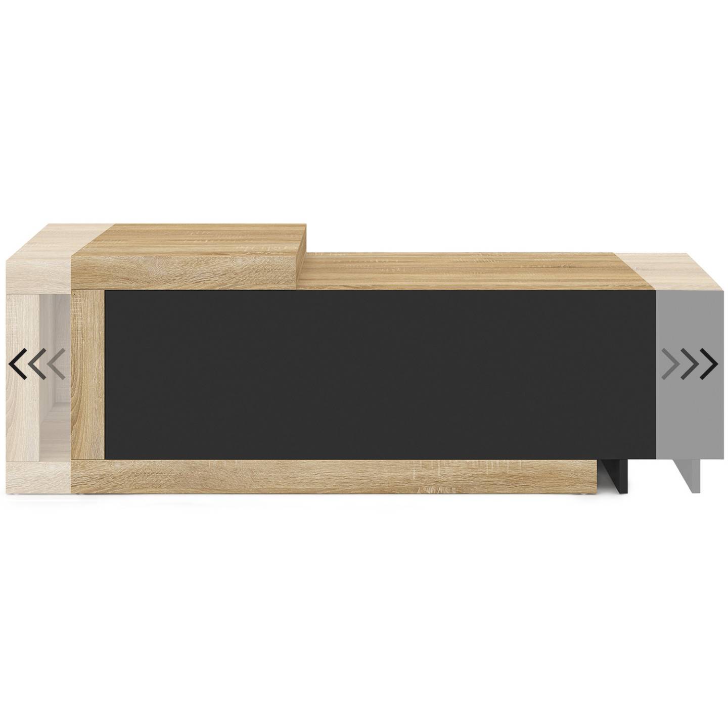 IDMARKET - Table basse extensible rectangulaire RAPHAEL 100-130 cm 1 porte bois et noir - Image 5