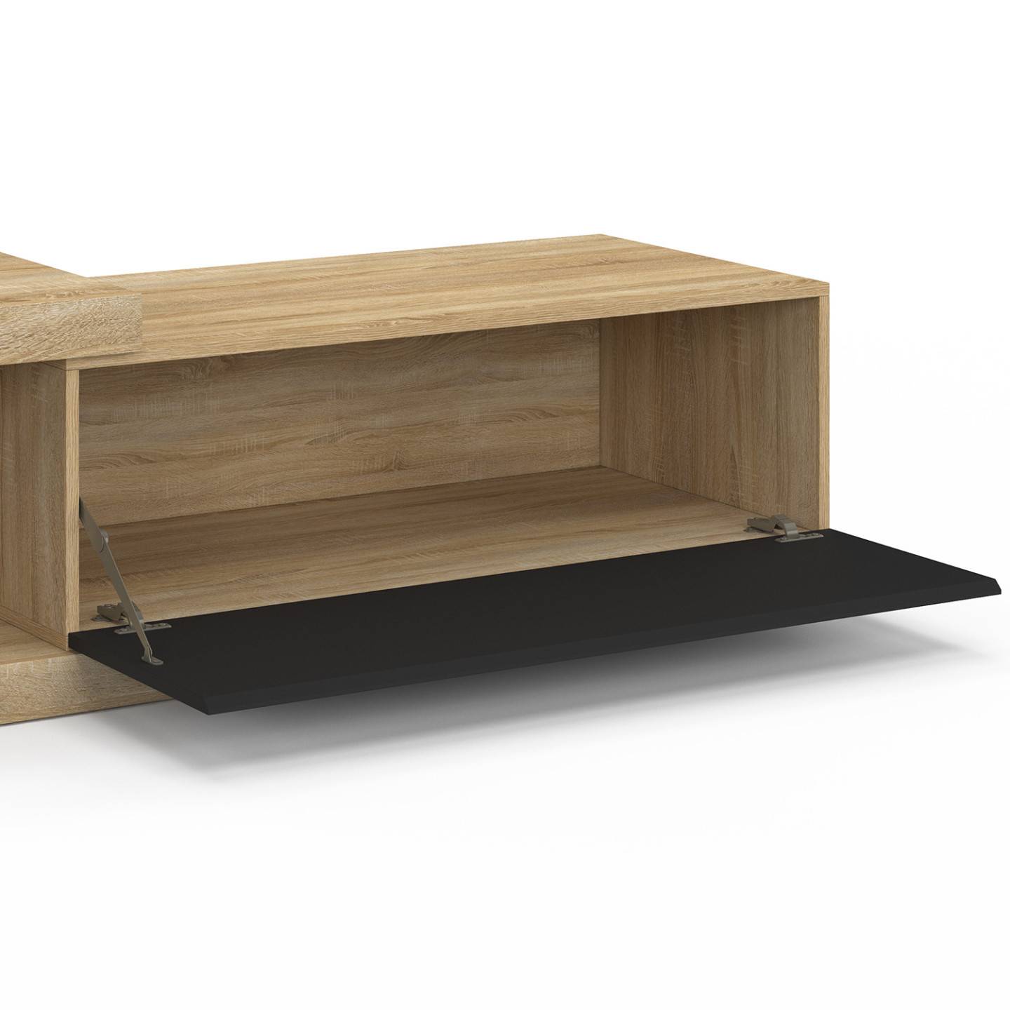 IDMARKET - Table basse extensible rectangulaire RAPHAEL 100-130 cm 1 porte bois et noir - Image 7