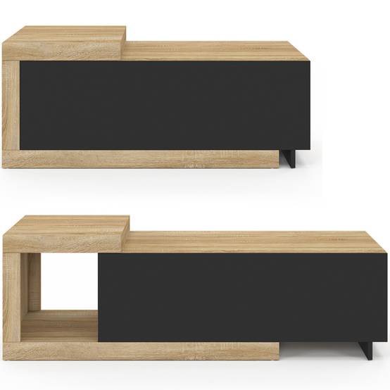 IDMARKET - Table basse extensible rectangulaire RAPHAEL 100-130 cm 1 porte bois et noir - Image 3