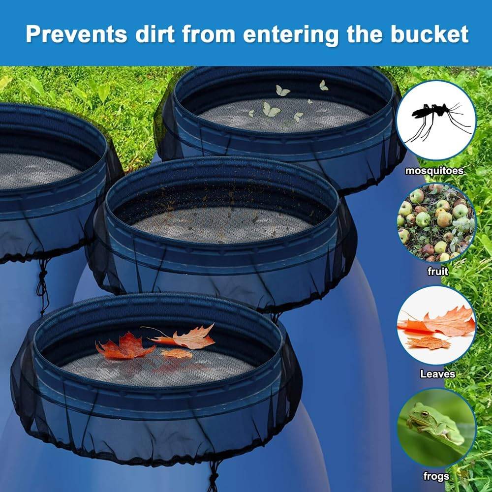 IntiMeg - 2 Pièces Filet de protection pour réservoir récupérateur d'eau de pluie, Diamètre 95 cm, avec cordon de serrage - IntiMeg - Image 3