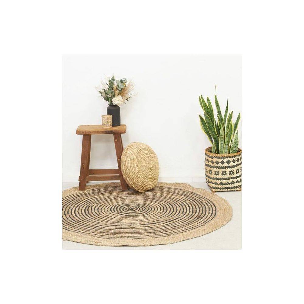 Aubry Gaspard - Tapis en jute et coton noir Diamètre 150cm - Image 3