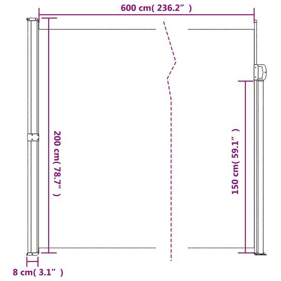 Store Banne - Auvent latéral rétractable noir 200x600 cm - MEUBLE PRO-JU5044 - Image 10