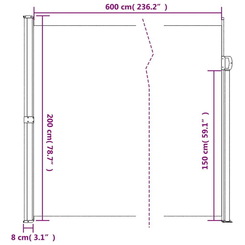 Store Banne - Auvent latéral rétractable noir 200x600 cm - MEUBLE PRO-JU5044 - Image 10