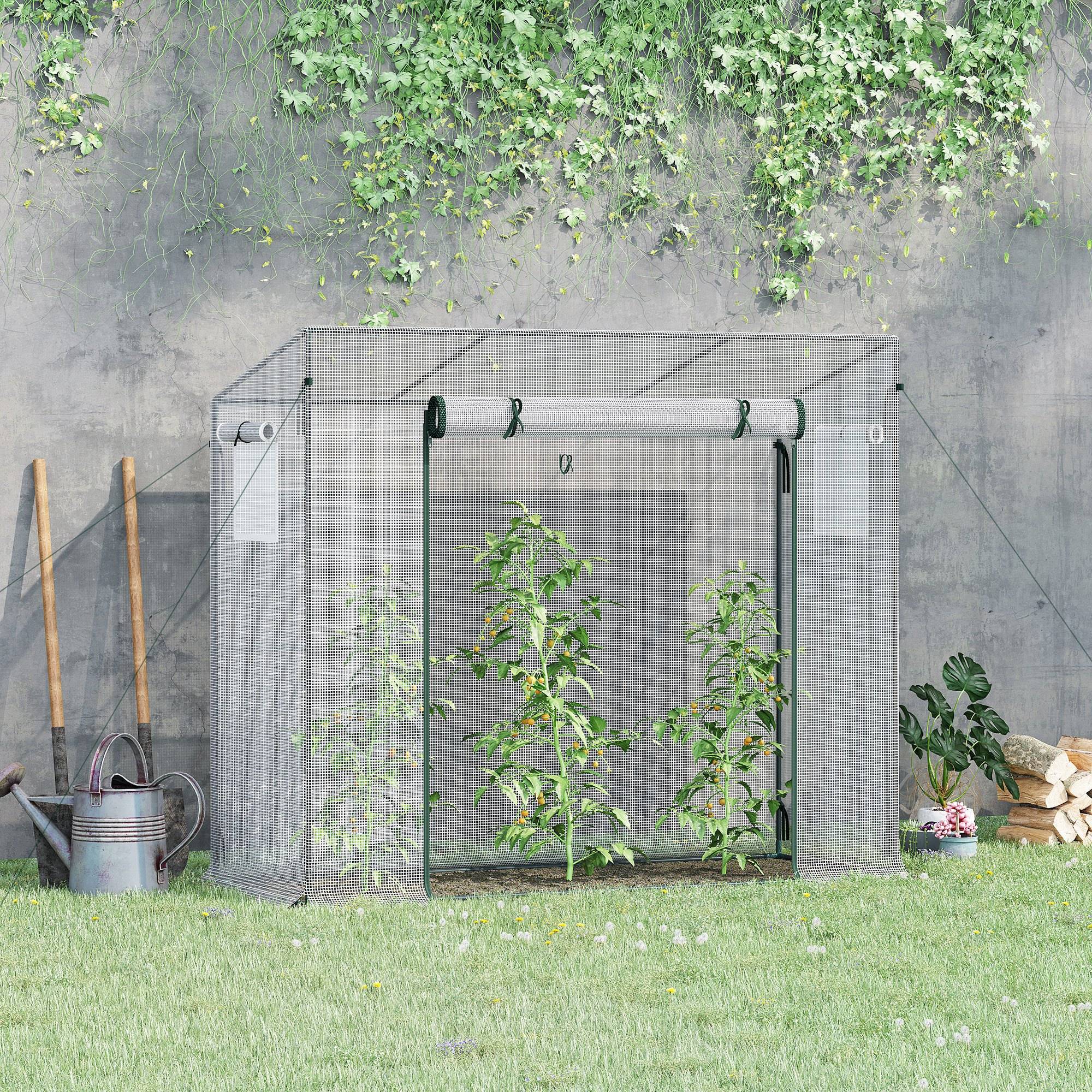 Sans Marque - Serre fenêtre latérale porte enroulable coupe-vent acier bâche plastique 200x76x168 cm blanche - Image 4