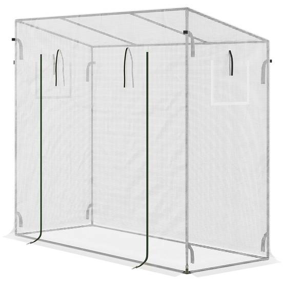 Sans Marque - Serre fenêtre latérale porte enroulable coupe-vent acier bâche plastique 200x76x168 cm blanche - Image 2