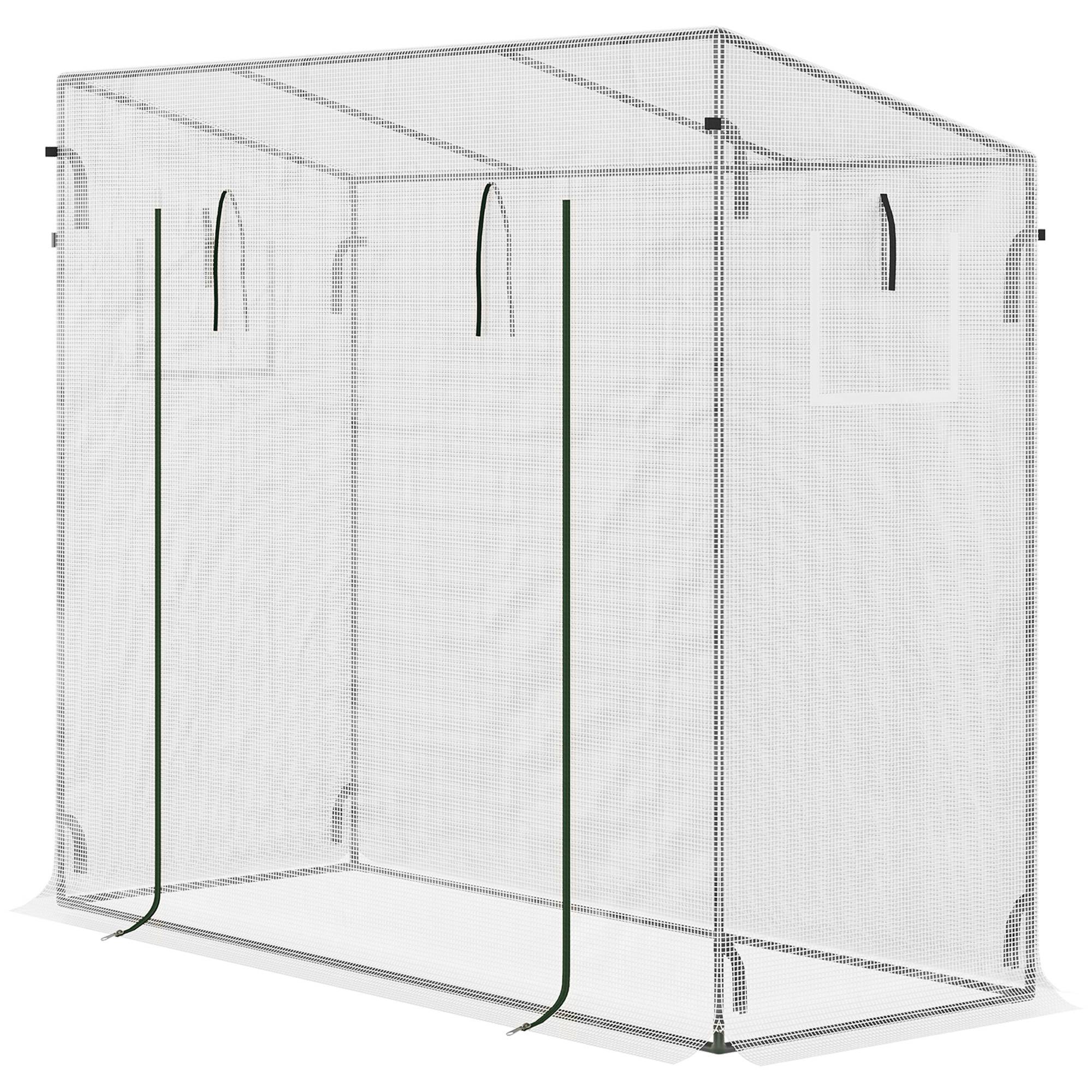 Sans Marque - Serre fenêtre latérale porte enroulable coupe-vent acier bâche plastique 200x76x168 cm blanche - Image 2