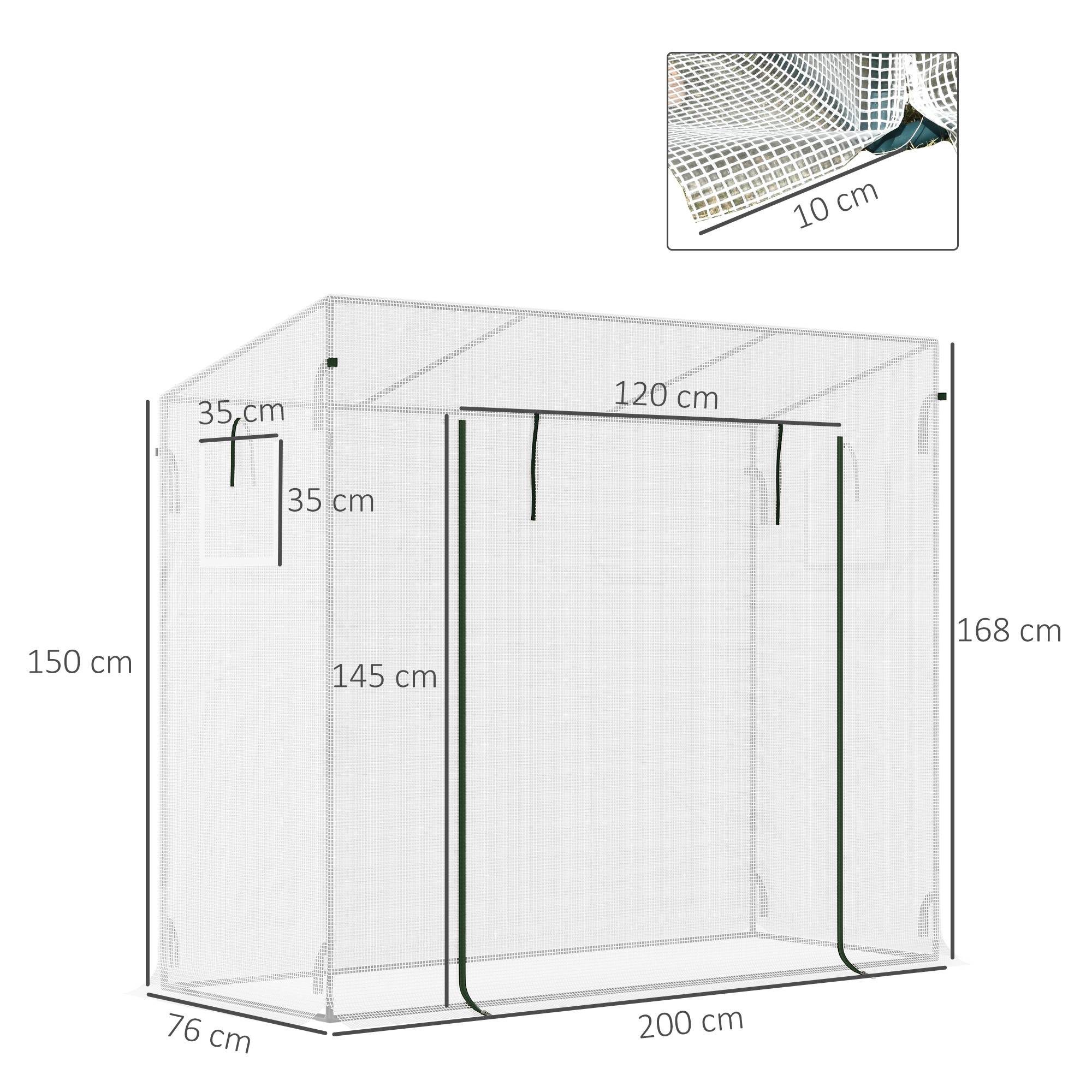 Sans Marque - Serre fenêtre latérale porte enroulable coupe-vent acier bâche plastique 200x76x168 cm blanche - Image 5