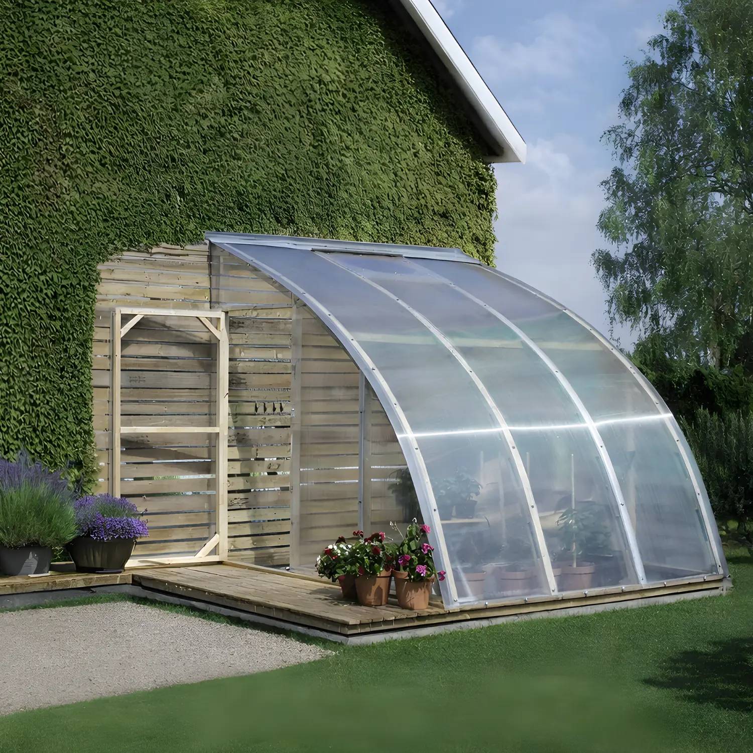 Serre en bois adossée 18m² Norhage Vegg 300 - Polycarbonate 6mm - Image 2