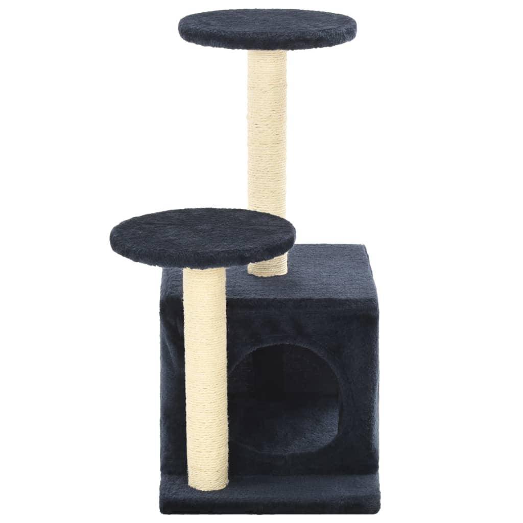 Helloshop26 - Arbre à chat griffoir grattoir niche jouet animaux peluché en sisal 60cm bleu foncé - Image 5