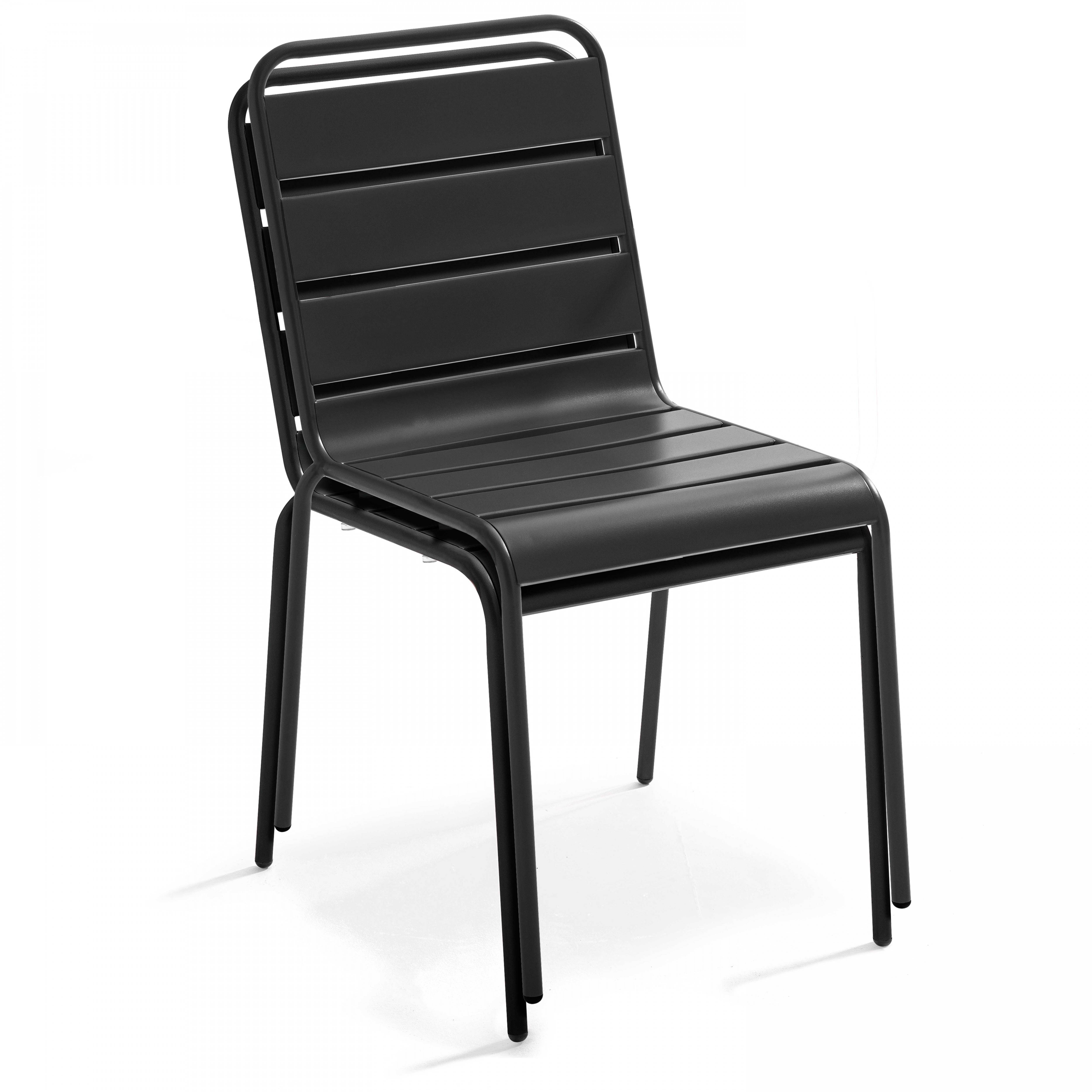 Oviala - Ensemble table de jardin et 8 chaises en métal gris et bleu Palavas - Oviala - Image 4