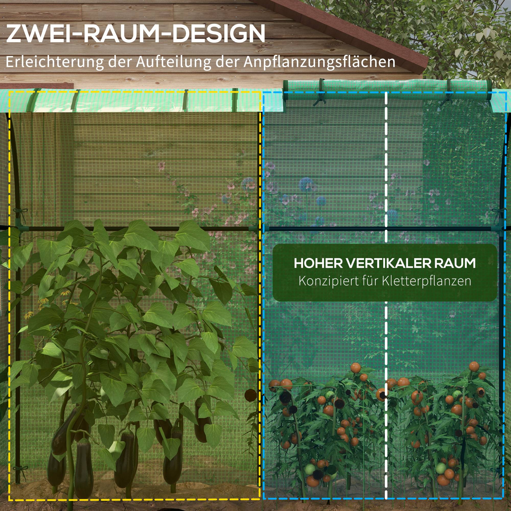 Serre à tomates double Acier et PE Culture haute Croissance optimale 185x94x150cm Vert - ComfortXL Outdoor Living - Image 6