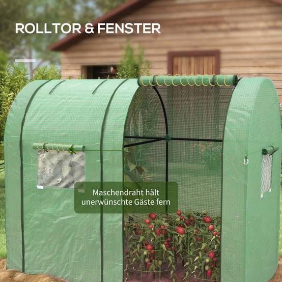 Serre à tomates double Acier et PE Culture haute Croissance optimale 185x94x150cm Vert - ComfortXL Outdoor Living - Image 8