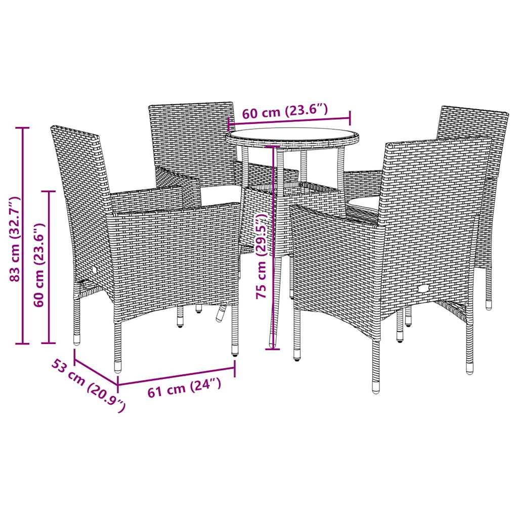 Vidaxl - Ensemble à manger de jardin et coussins 5 pcs-Salons de jardin noir rotin acacia 302520 - Image 7
