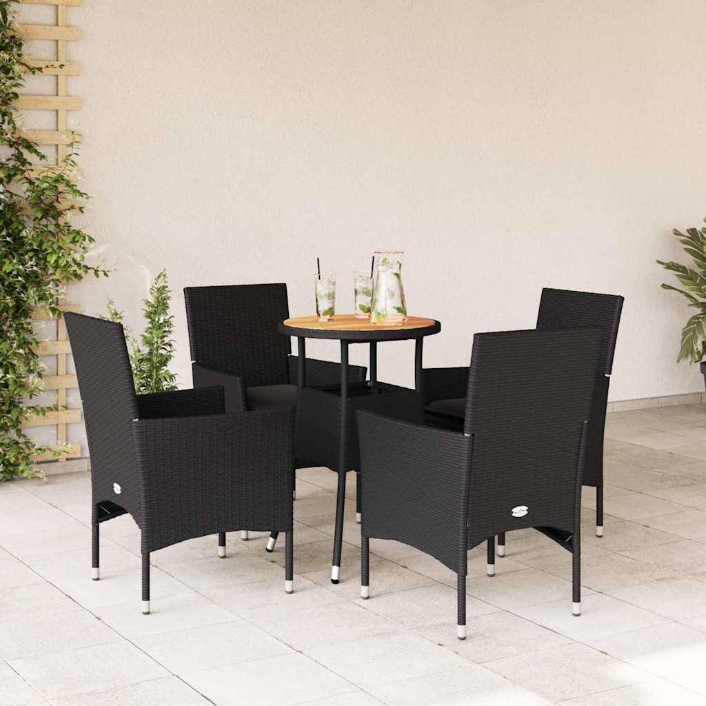 Vidaxl - Ensemble à manger de jardin et coussins 5 pcs-Salons de jardin noir rotin acacia 302520 - Image 1