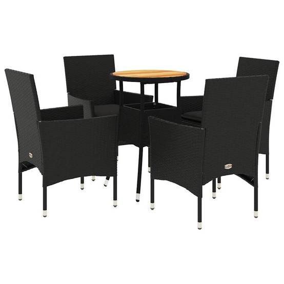 Vidaxl - Ensemble à manger de jardin et coussins 5 pcs-Salons de jardin noir rotin acacia 302520 - Image 2