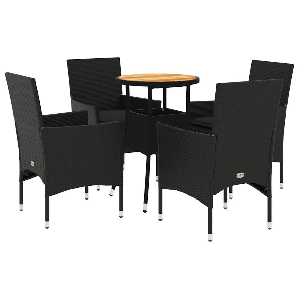 Vidaxl - Ensemble à manger de jardin et coussins 5 pcs-Salons de jardin noir rotin acacia 302520 - Image 2