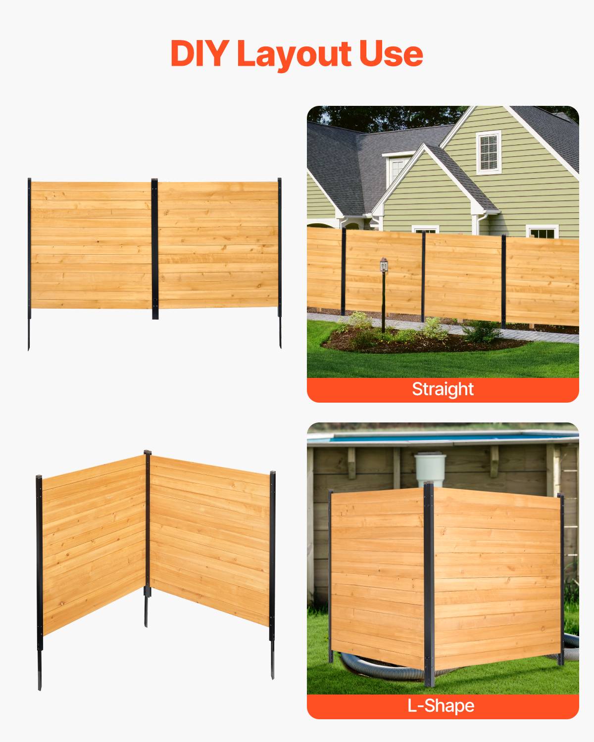 Vevor - VEVOR Clôture de confidentialité bois 2 panneaux 1100 x 982 mm pour climatiseur - Image 3