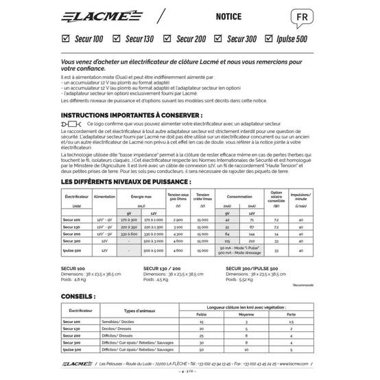 Électrificateur Autonome Secur 500 5J - Performance 12V 15kV - LACME - Image 6