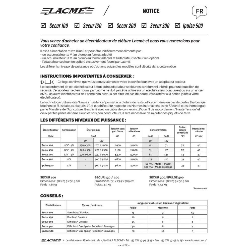 Électrificateur Autonome Secur 500 5J - Performance 12V 15kV - LACME - Image 6