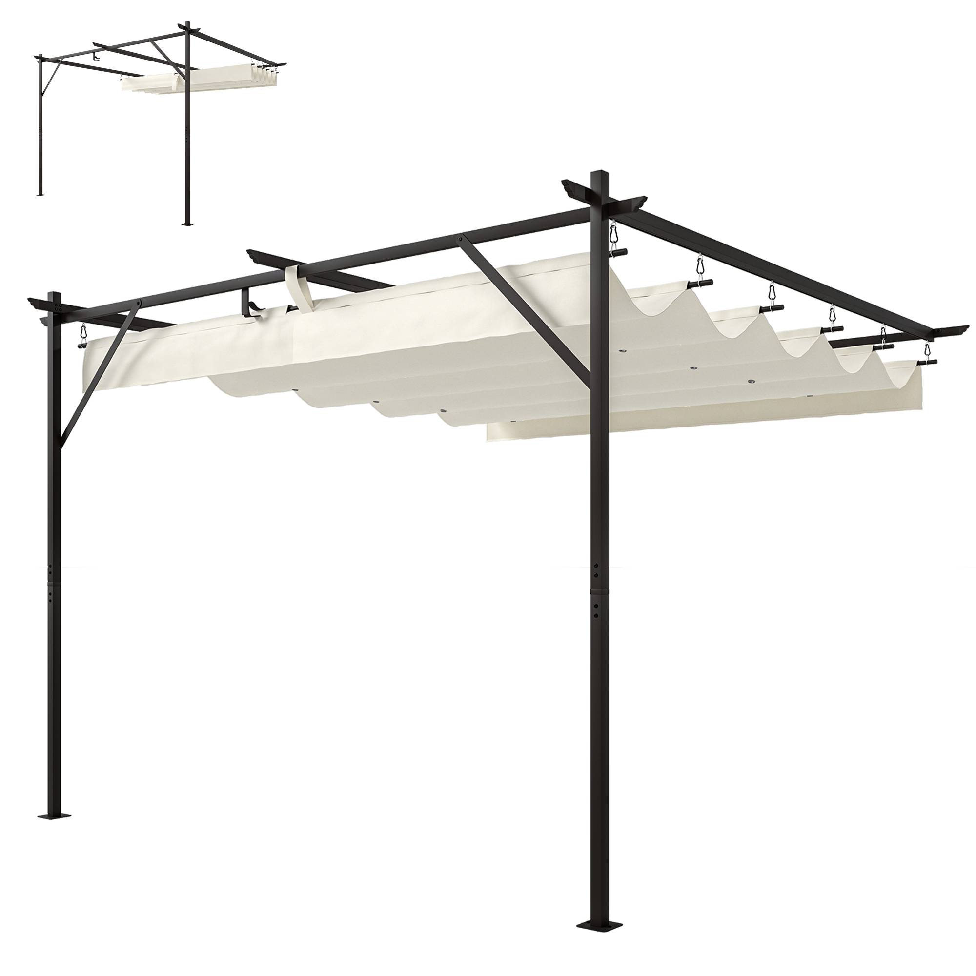 Pergola adossée murale toit rétractable réglable anti-UV terrasse 3x3m crème - ComfortXL Outdoor Living - Image 2