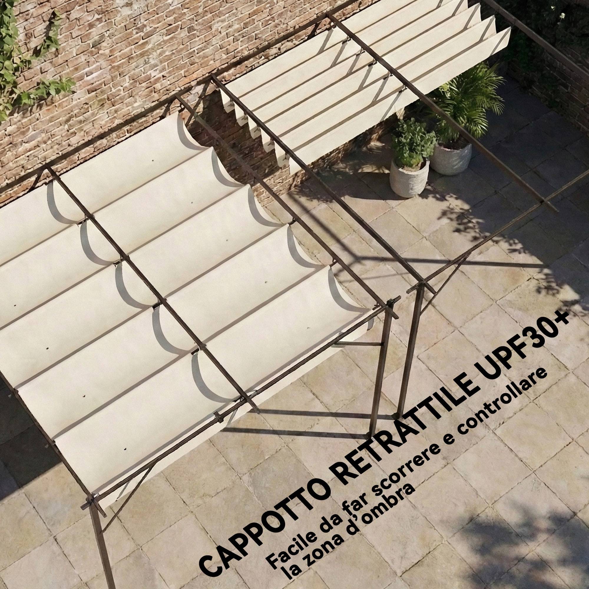Pergola adossée murale toit rétractable réglable anti-UV terrasse 3x3m crème - ComfortXL Outdoor Living - Image 7