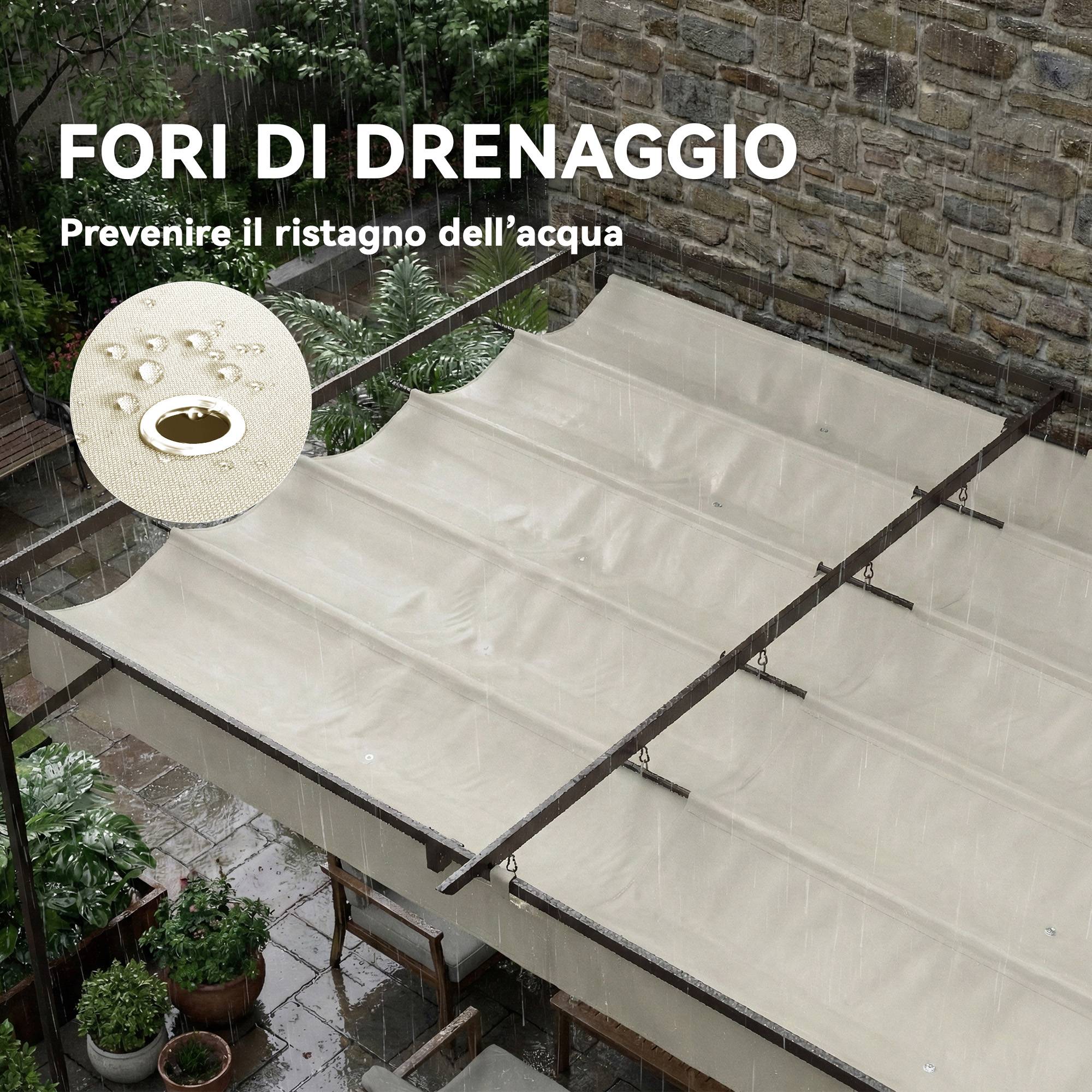 Pergola adossée murale toit rétractable réglable anti-UV terrasse 3x3m crème - ComfortXL Outdoor Living - Image 10