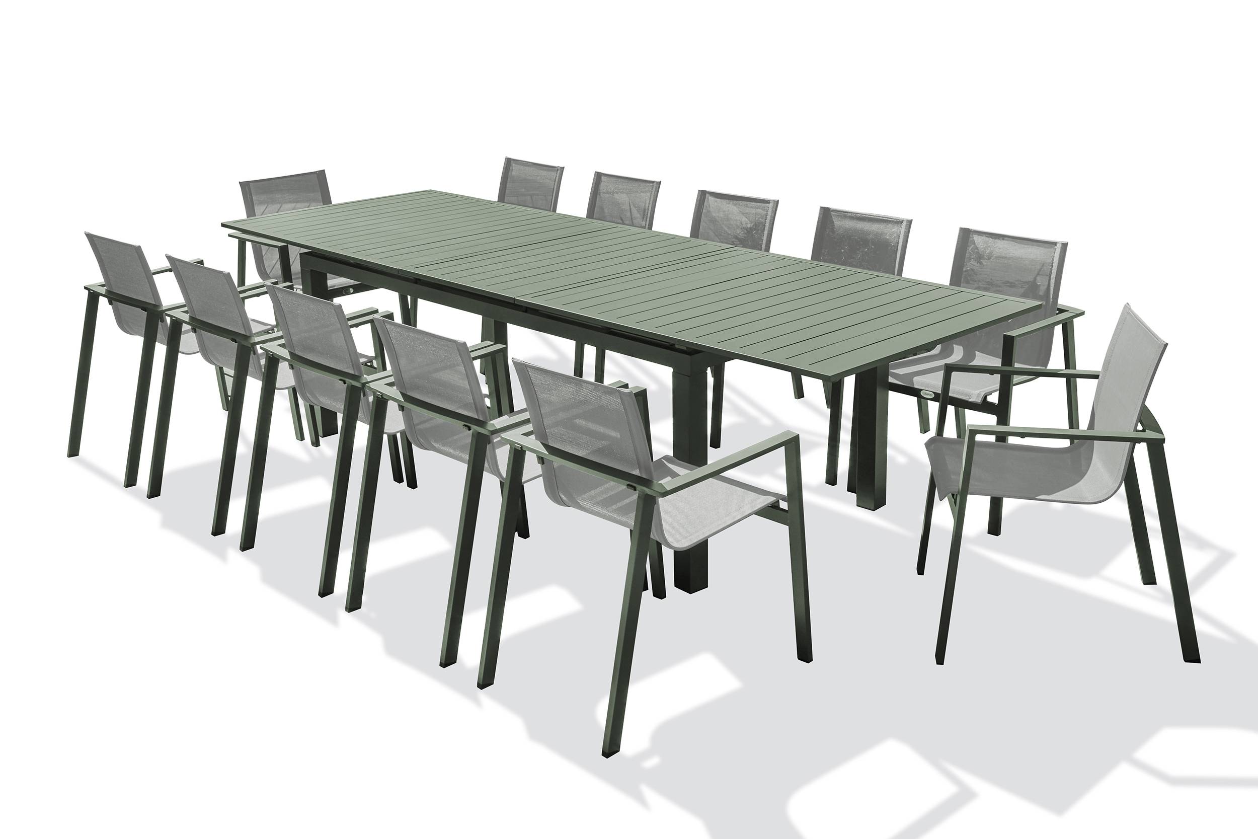 Dcb Garden - Ensemble repas MIAMI 240/300cm 12 places en aluminium kaki - DCB GARDEN - Image 5