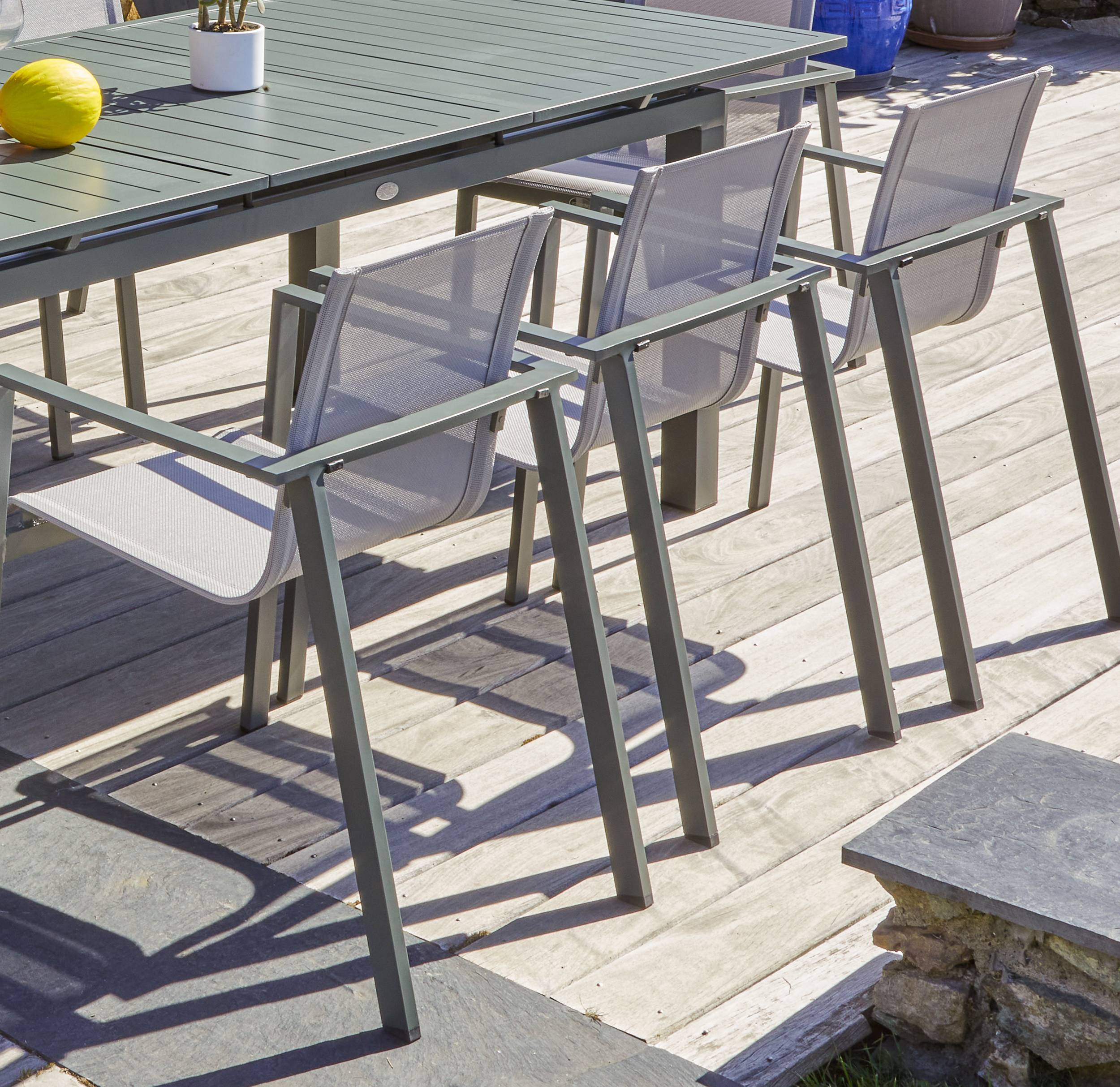 Dcb Garden - Ensemble repas MIAMI 240/300cm 12 places en aluminium kaki - DCB GARDEN - Image 4