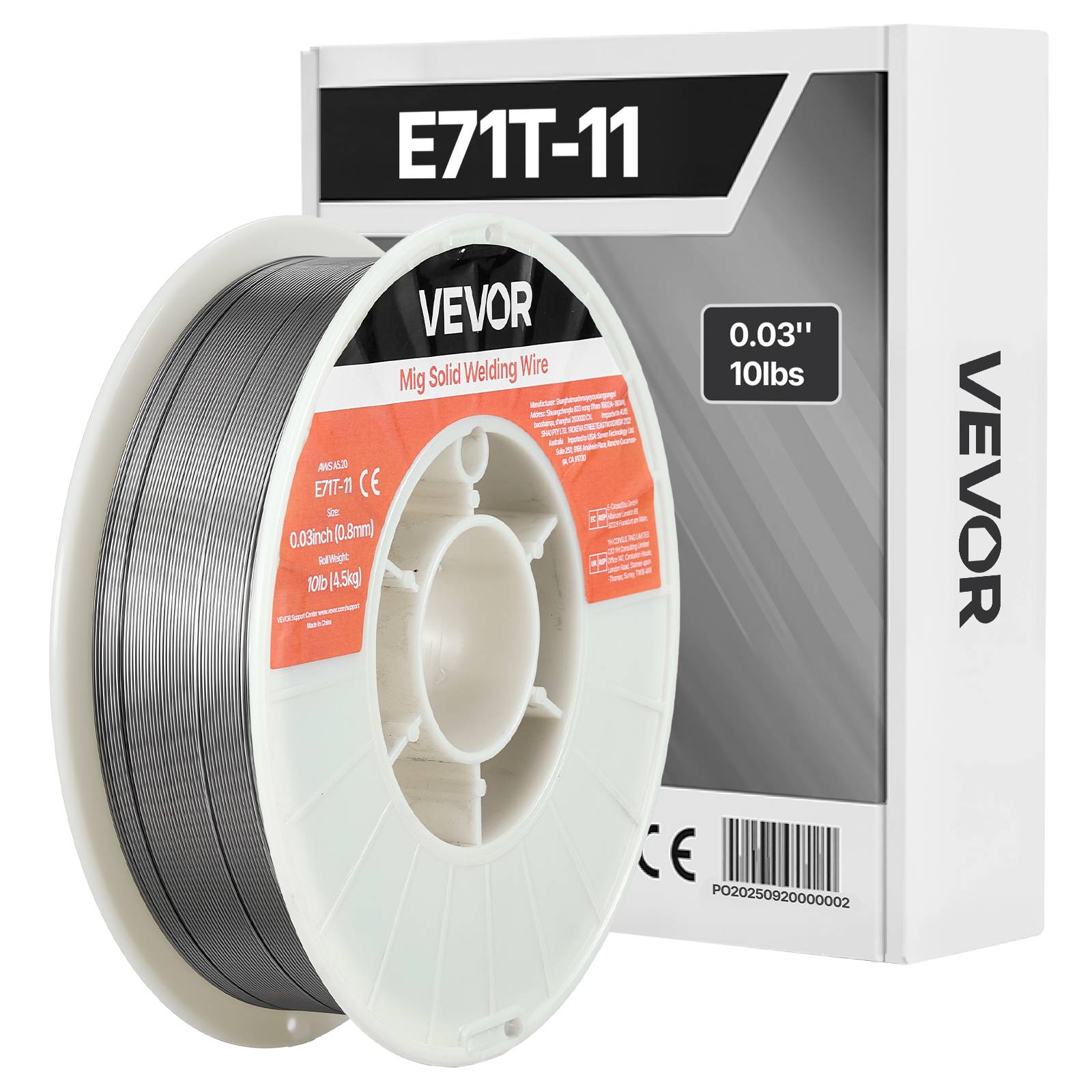 Vevor - VEVOR Fil fourré sans gaz 0,8 mm 4,5 kg - E71T-11, pour acier doux, toutes positions, faible projection. - Image 1