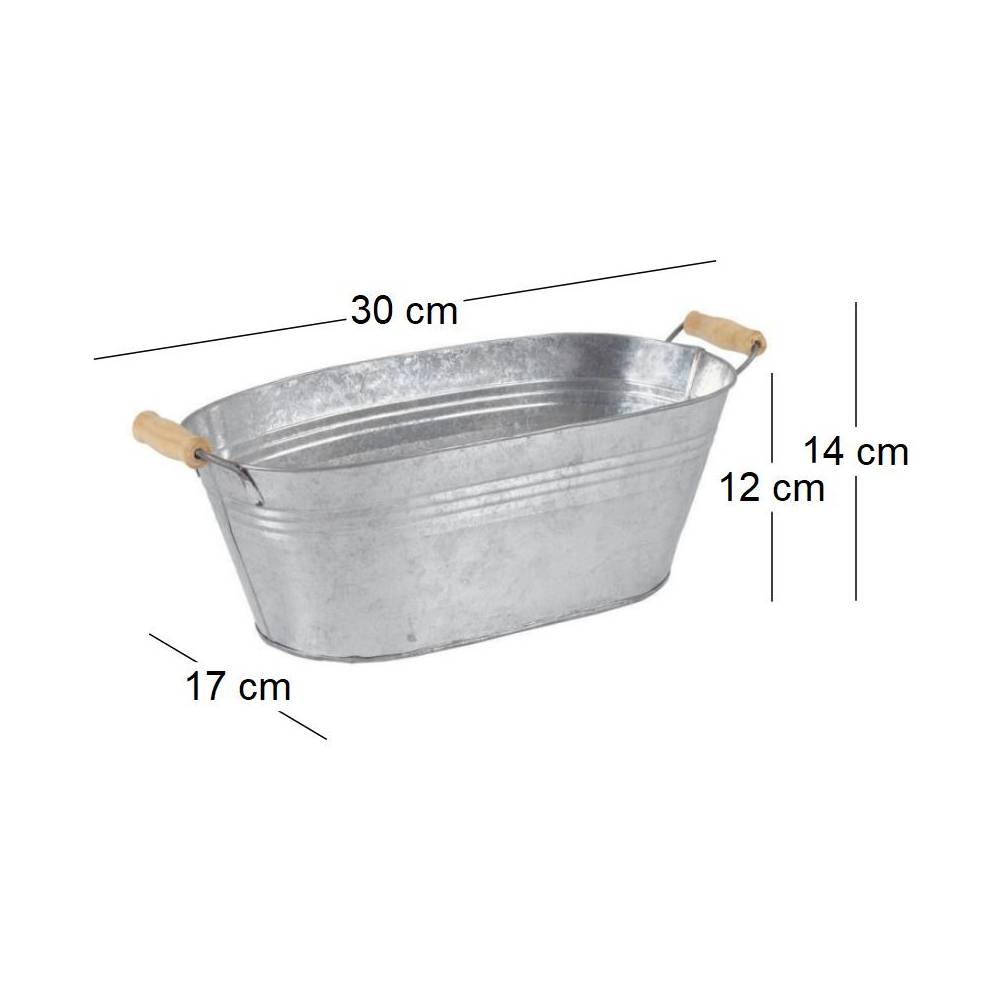 Aubry Gaspard - Jardinière ovale zinc et bois 30 x 17 x 14 cm - Image 3