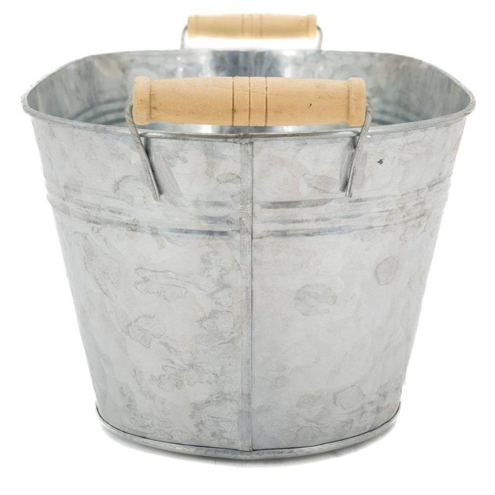 Aubry Gaspard - Jardinière ovale zinc et bois 30 x 17 x 14 cm - Image 4