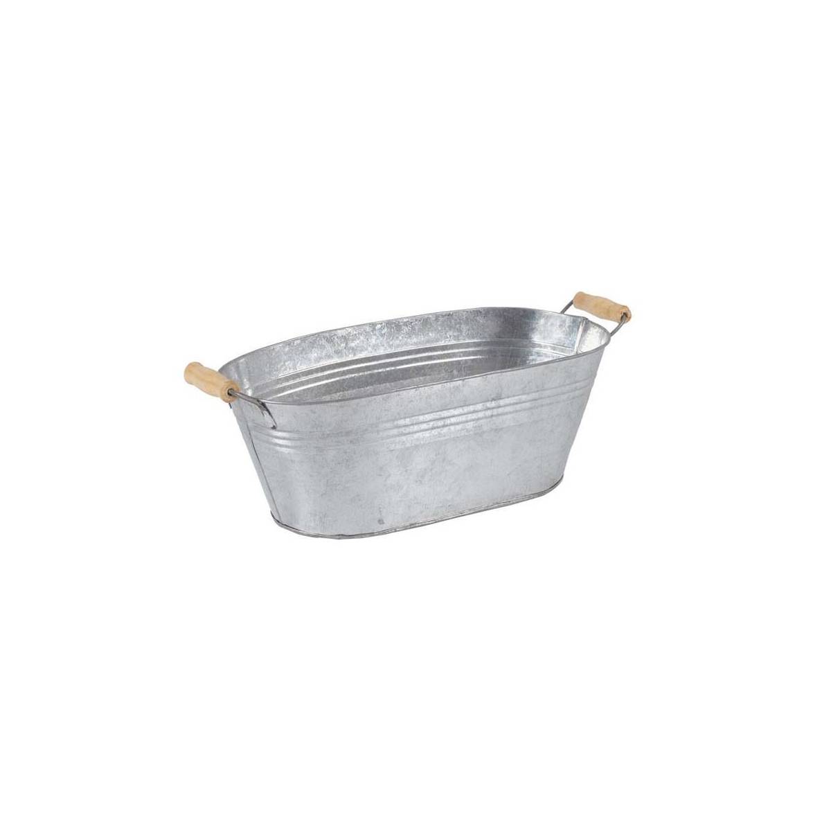 Aubry Gaspard - Jardinière ovale zinc et bois 30 x 17 x 14 cm - Image 1