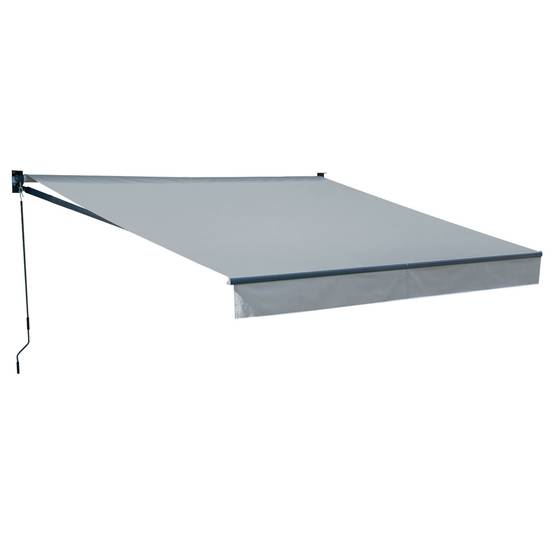 Store banne SAULE 3,5 × 3m - Toile grise et structure grise - HAPPY GARDEN - Image 1