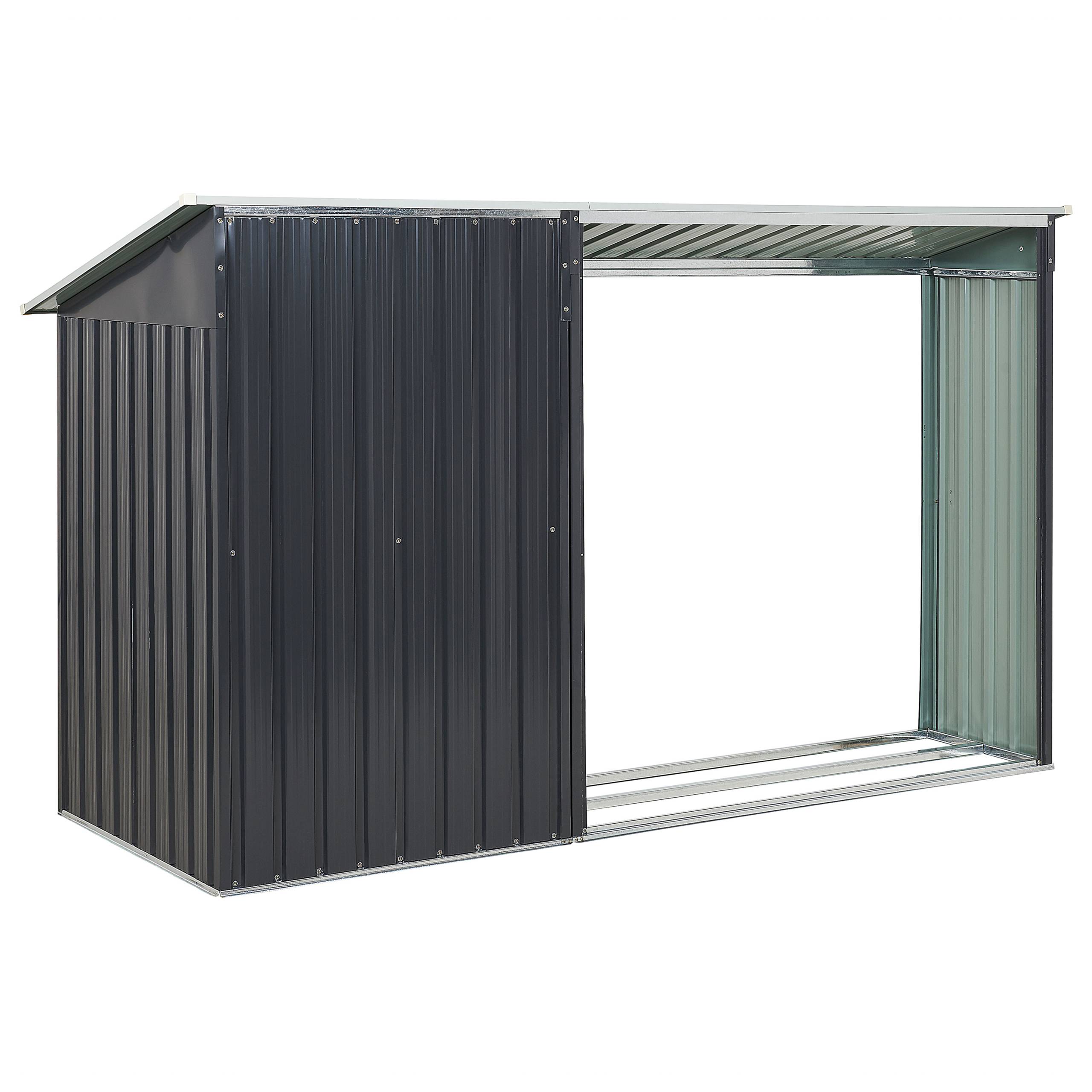 Abri de Jardin Gris en Acier 158 x 270 x 105 cm Galvanisé avec Rangement à Loquet Pratique pour Extérieur Imperméable et Inoxydable - Image 6