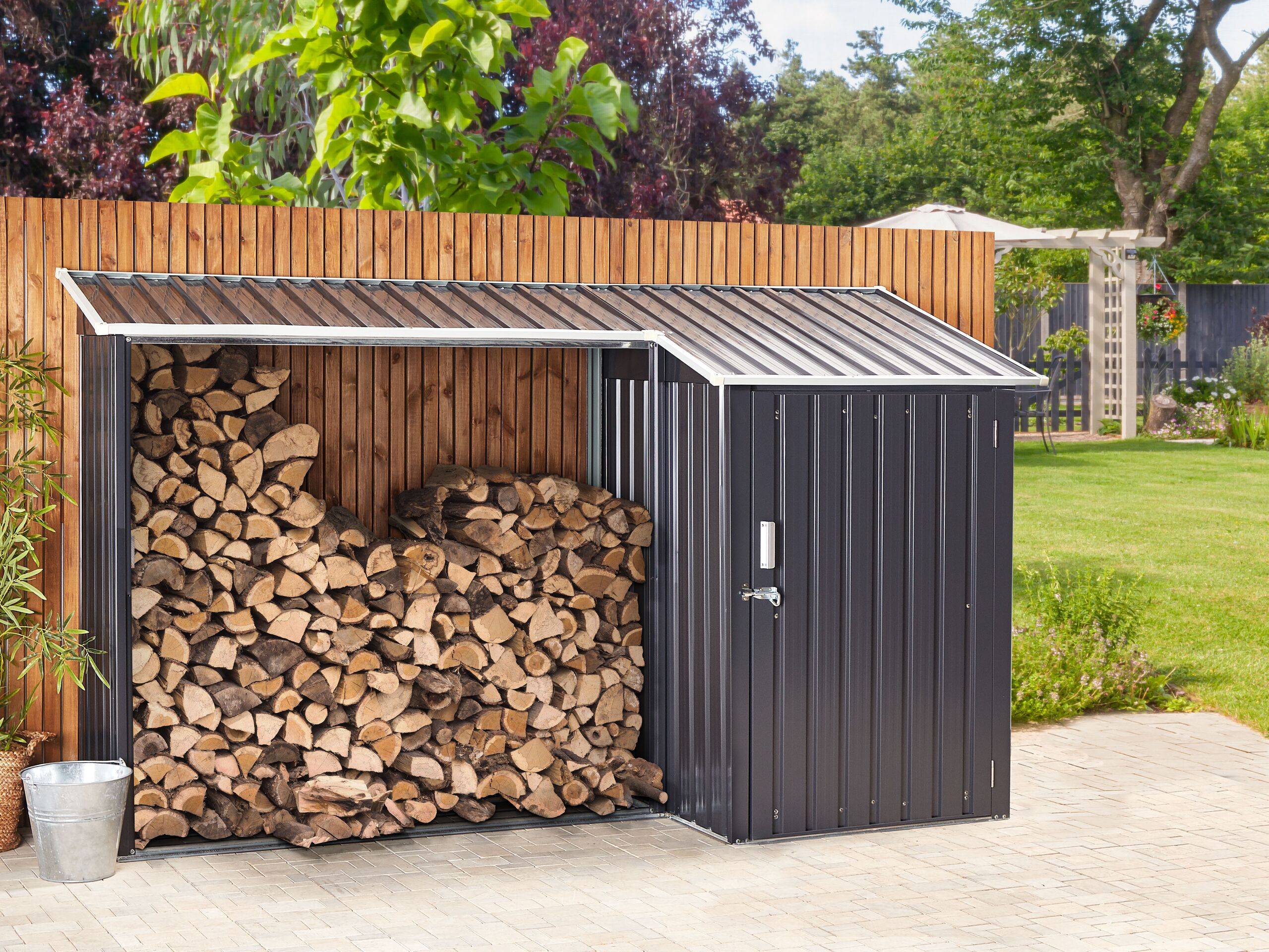 Abri de Jardin Gris en Acier 158 x 270 x 105 cm Galvanisé avec Rangement à Loquet Pratique pour Extérieur Imperméable et Inoxydable - Image 2