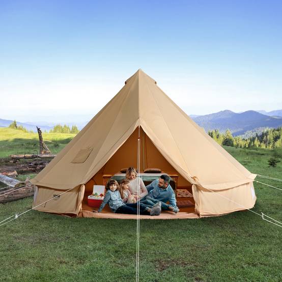 Vevor - VEVOR Tente cloche toile 6 m, yourte 4 saisons, trou poêle à bois, pour 10 pers., glamping/chasse. - Image 8